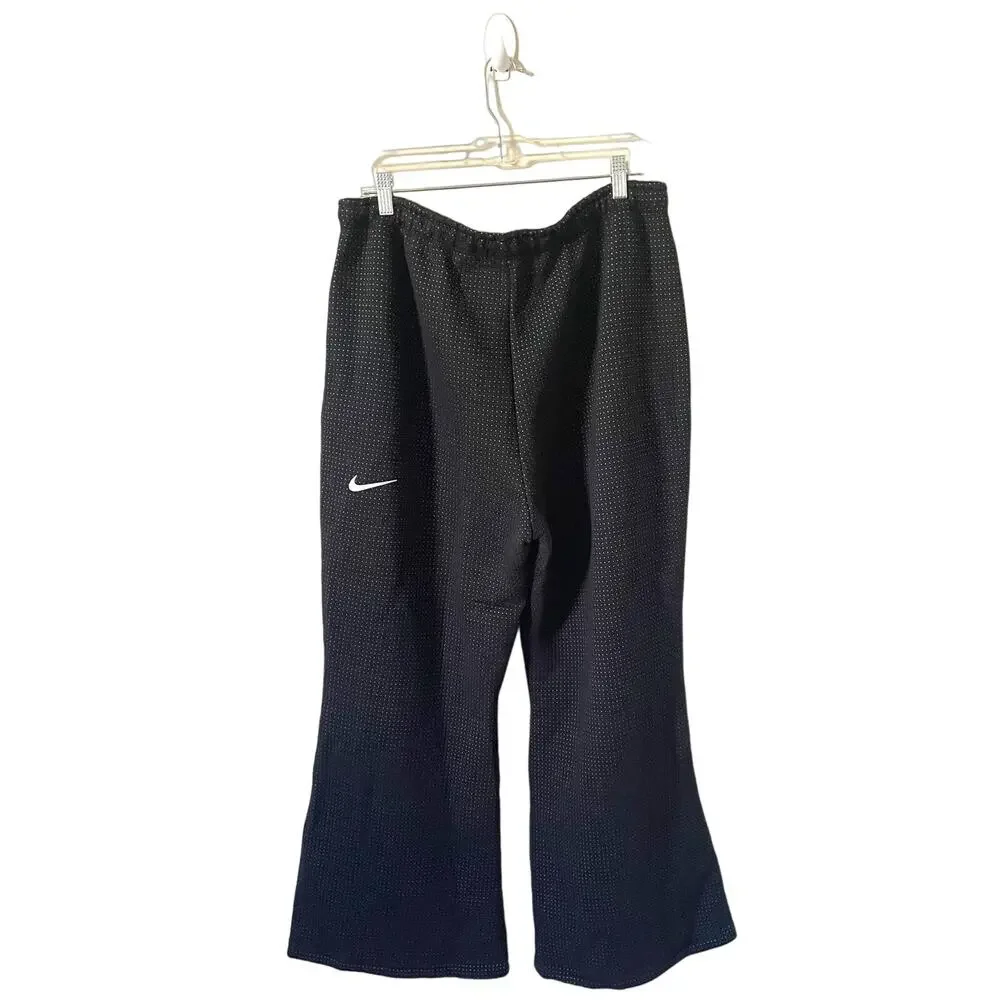 Nike Flare High Rise Polka Dot Pocket Casual Sweatpants Black White Size XL